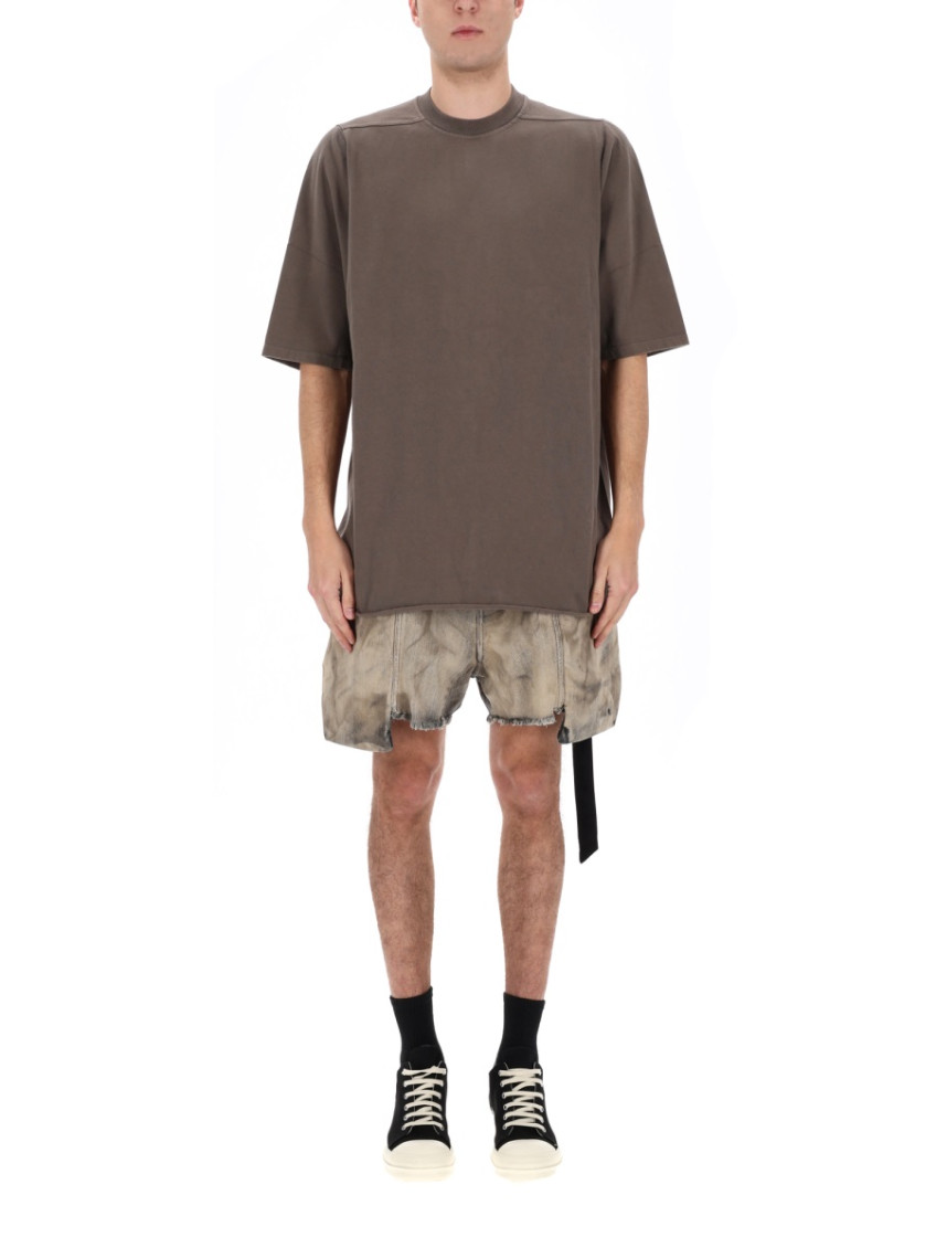 Beige Solid Crew Neck T-Shirt