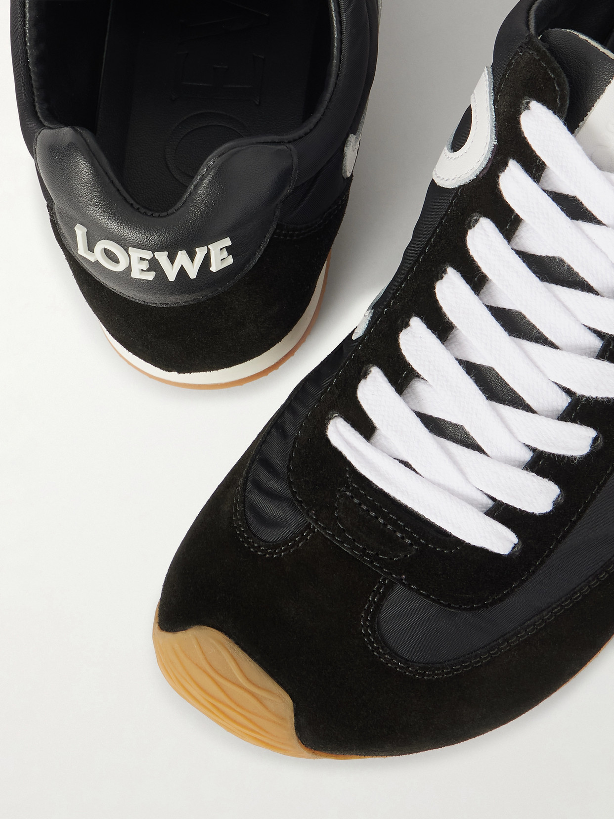 Ballet Runner 2.0 Logo-appliquéd Leather, Shell And Suede Sneakers - Black