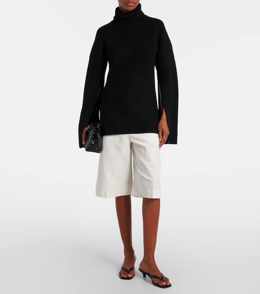 Ribbed-knit wool turtleneck sweater