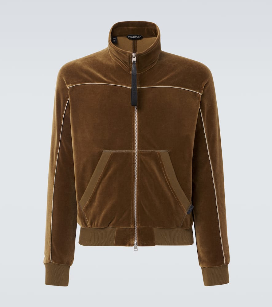 Cotton-blend velvet track jacket