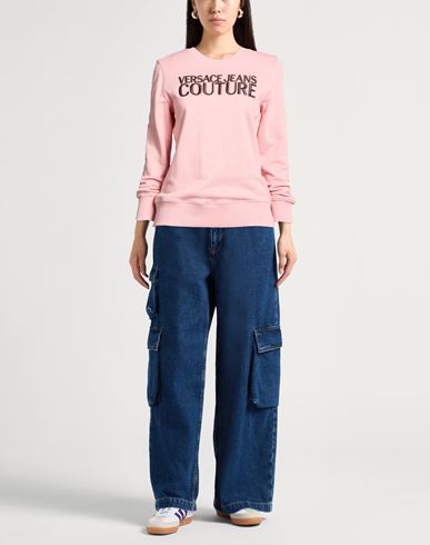 Woman Sweatshirt Pink Size M Cotton, Elastane