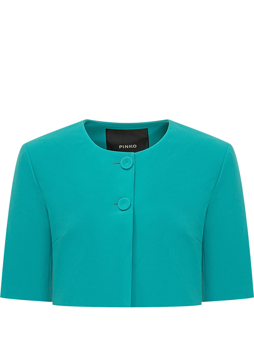 Green Round Neck Crop Jacket