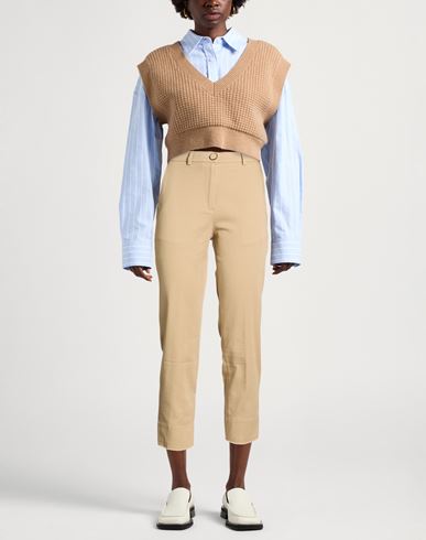 Woman Pants Camel Size 4 Cotton, Elastane