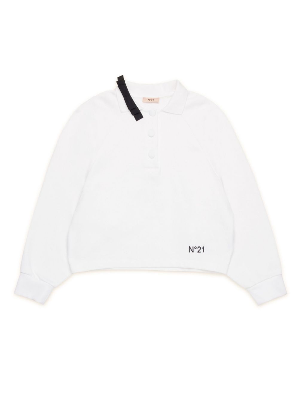 Button placket sweatshirt - White