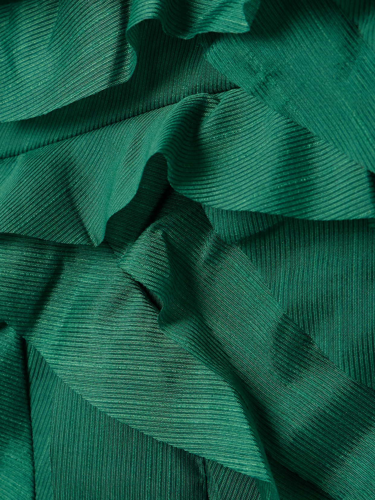 Allairie Strapless Ruffled Shirred Faille Gown - Green