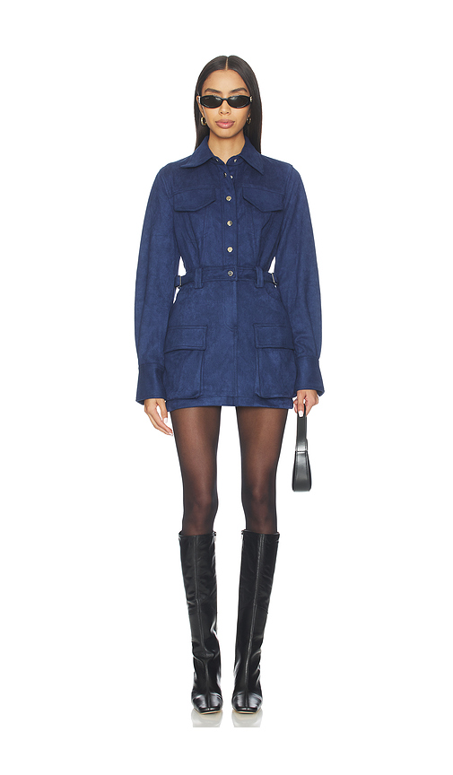 Bubish Celine Faux Suede Shirt Dress in Ink Blue. 6/XS also /L