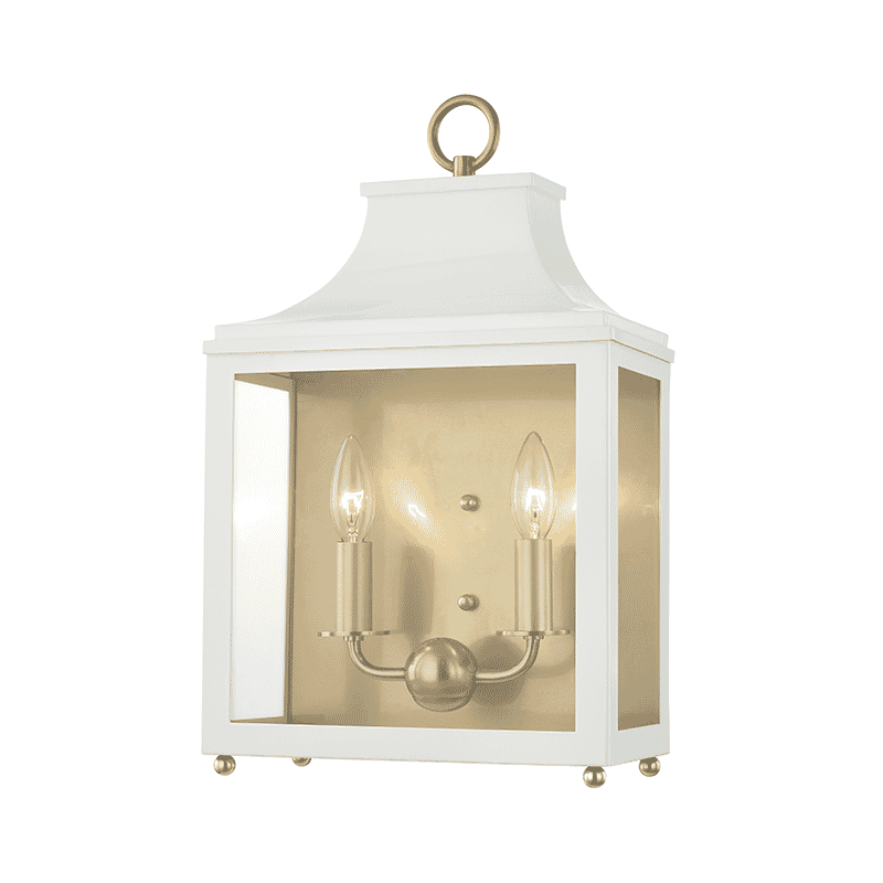 Mitzi Leigh 2-Light 19" Wall Sconce in Aged Brass and White