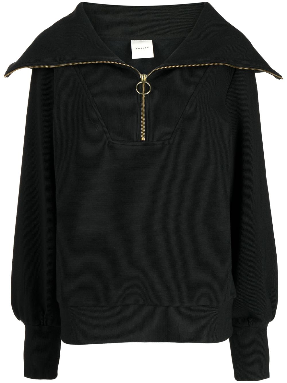Oversize-collar ribbed jumper - Black