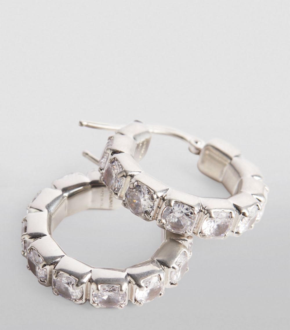 Crystal-Embellished Hoop Earrings