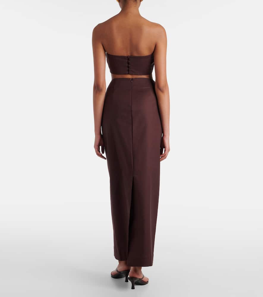 Adriana Degreas Embellished cotton-blend bandeau top