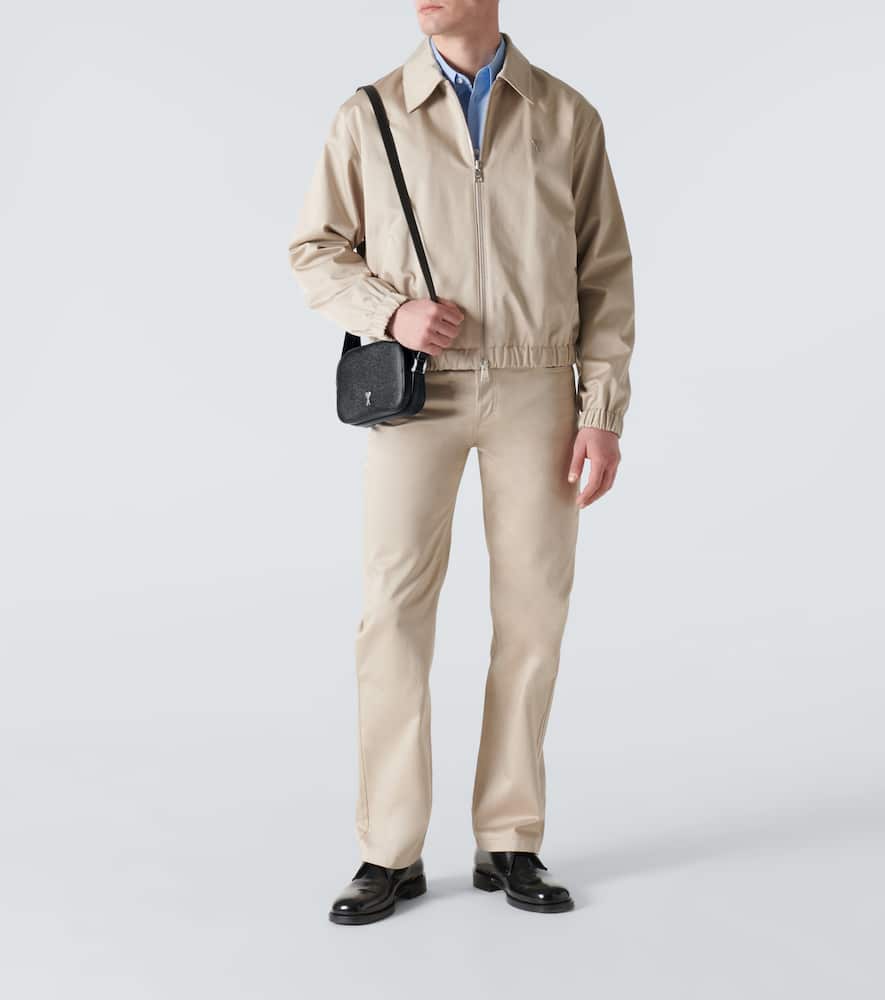 Cotton satin straight pants