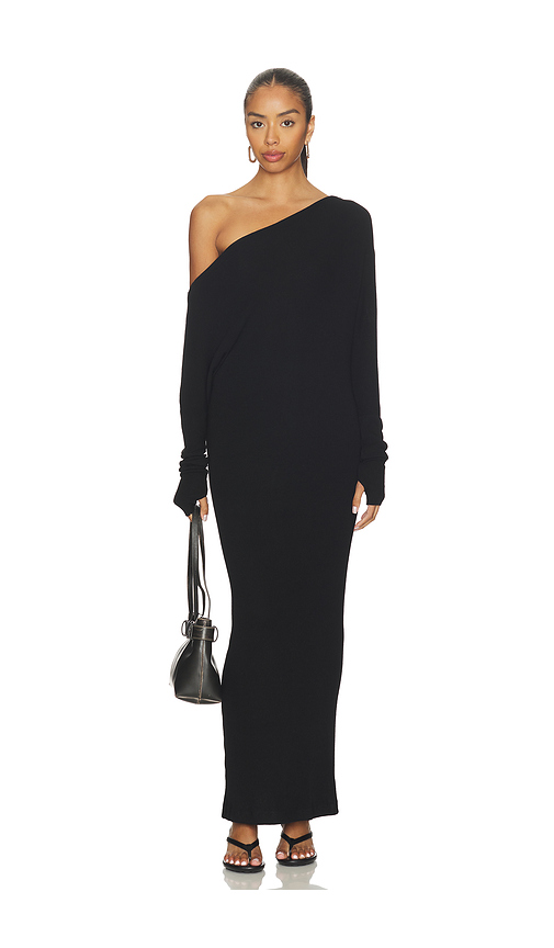 Enza Costa Knit Slouch Maxi Dress in Black