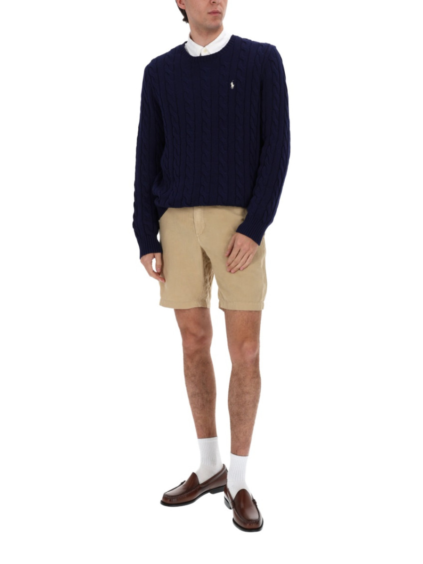 Beige Solid Shorts