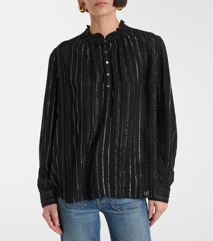 Striped lamé blouse