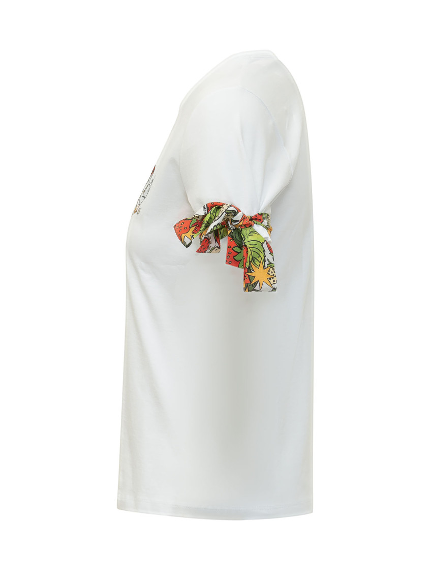 White Embroidered Crew Neck T-Shirt