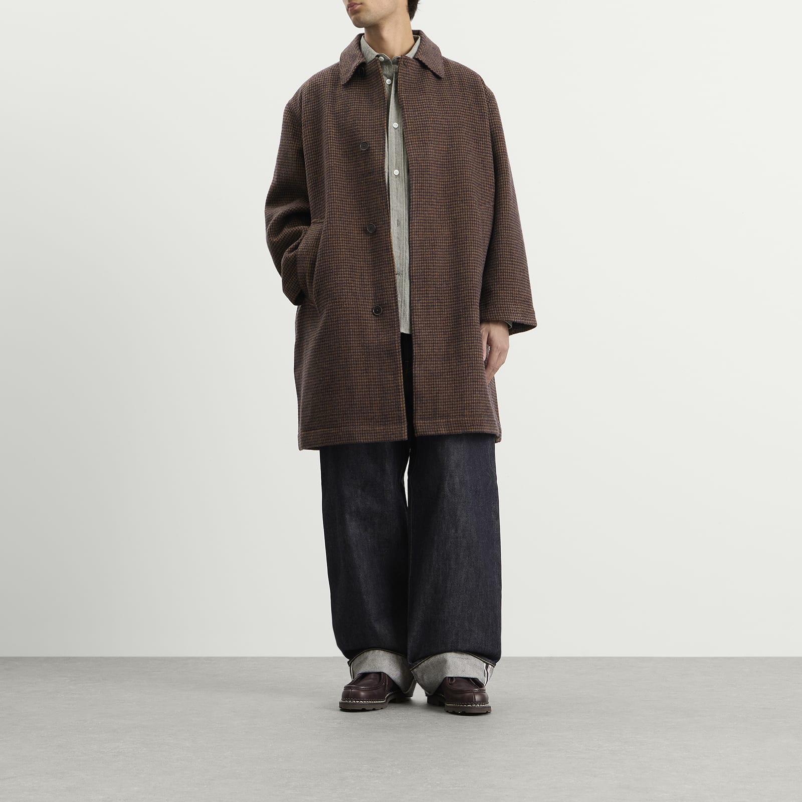 Men's Wool Tweed Mix Stan Coat Navy/Brown