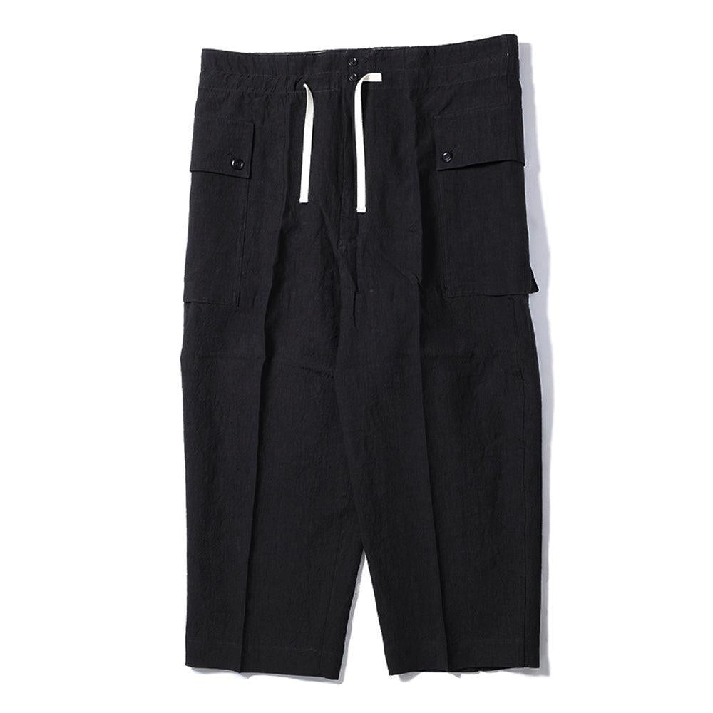 Linen Army Wide Trousers Black