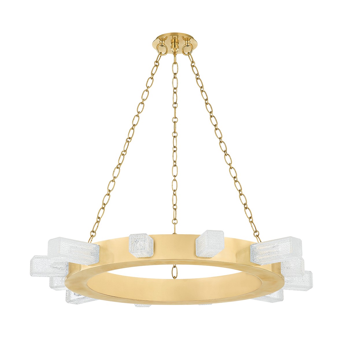Vintage Brass LED Chandelier from the Citrine Collection