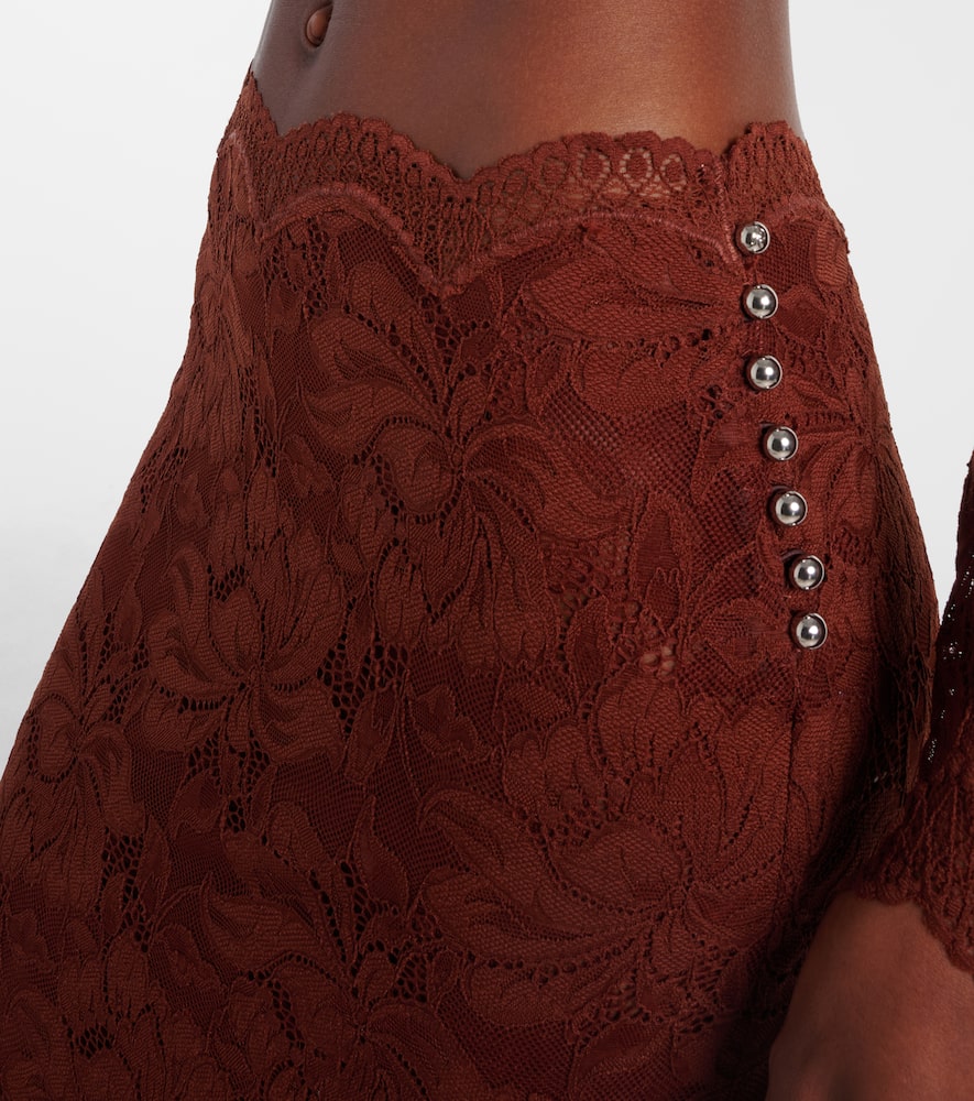 Floral lace midi skirt