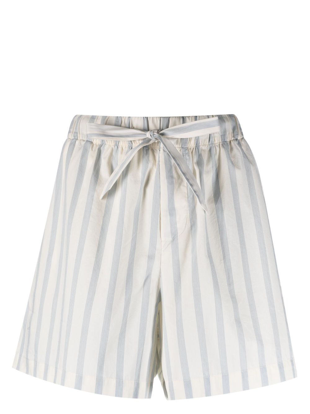 Striped organic-cotton pajama shorts - Neutrals