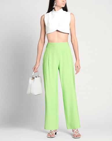 Première Dame Woman Pants Lime green Size L Viscose, Polyester