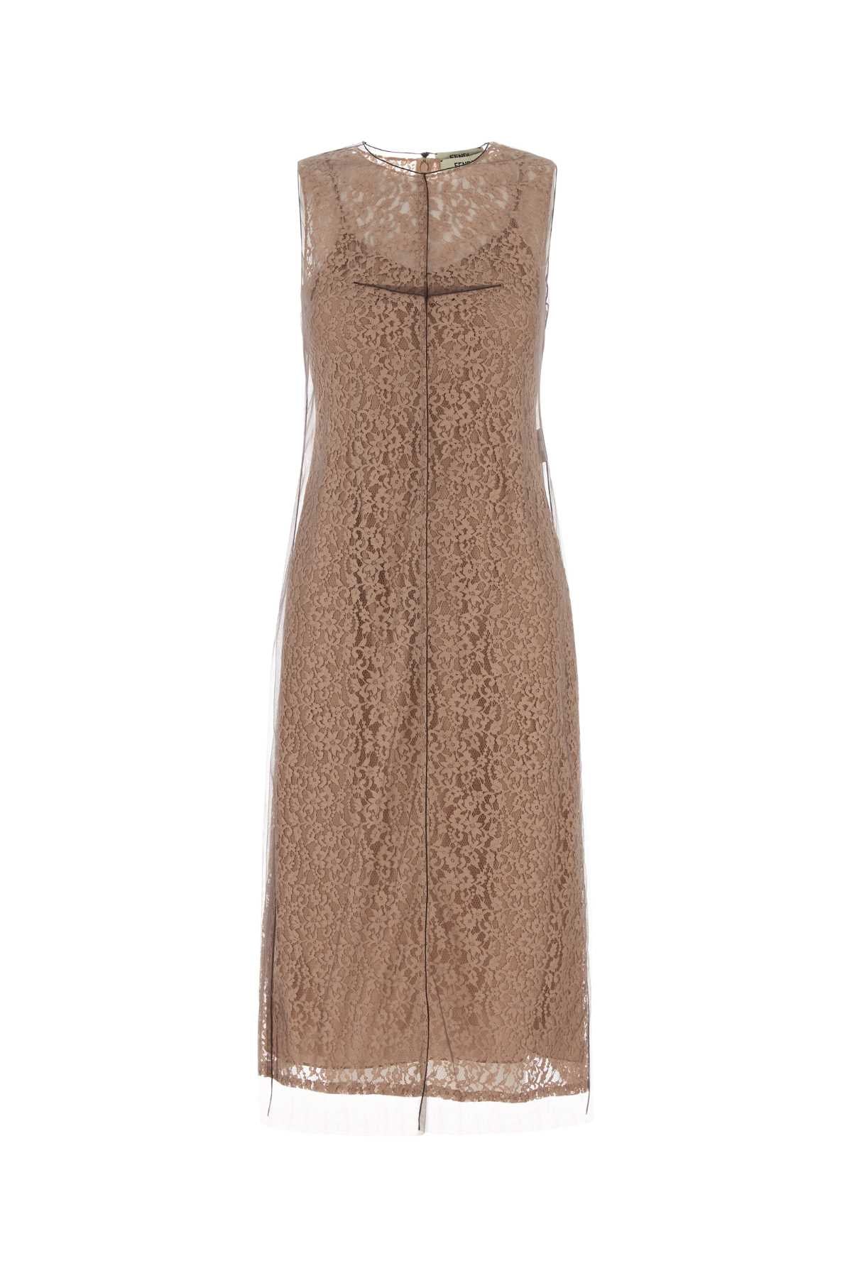 Mesh Dress — Beige