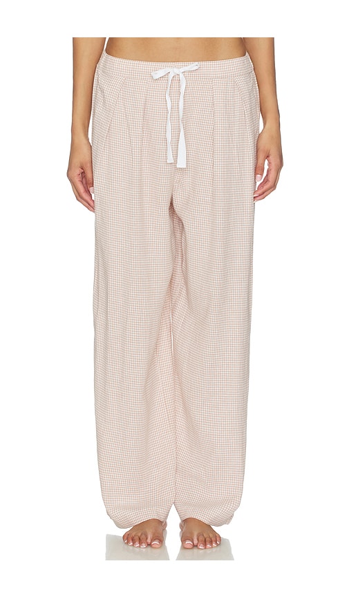 Eberjey Linen Blend Relaxed Pant in Taupe. - L also in XS, S