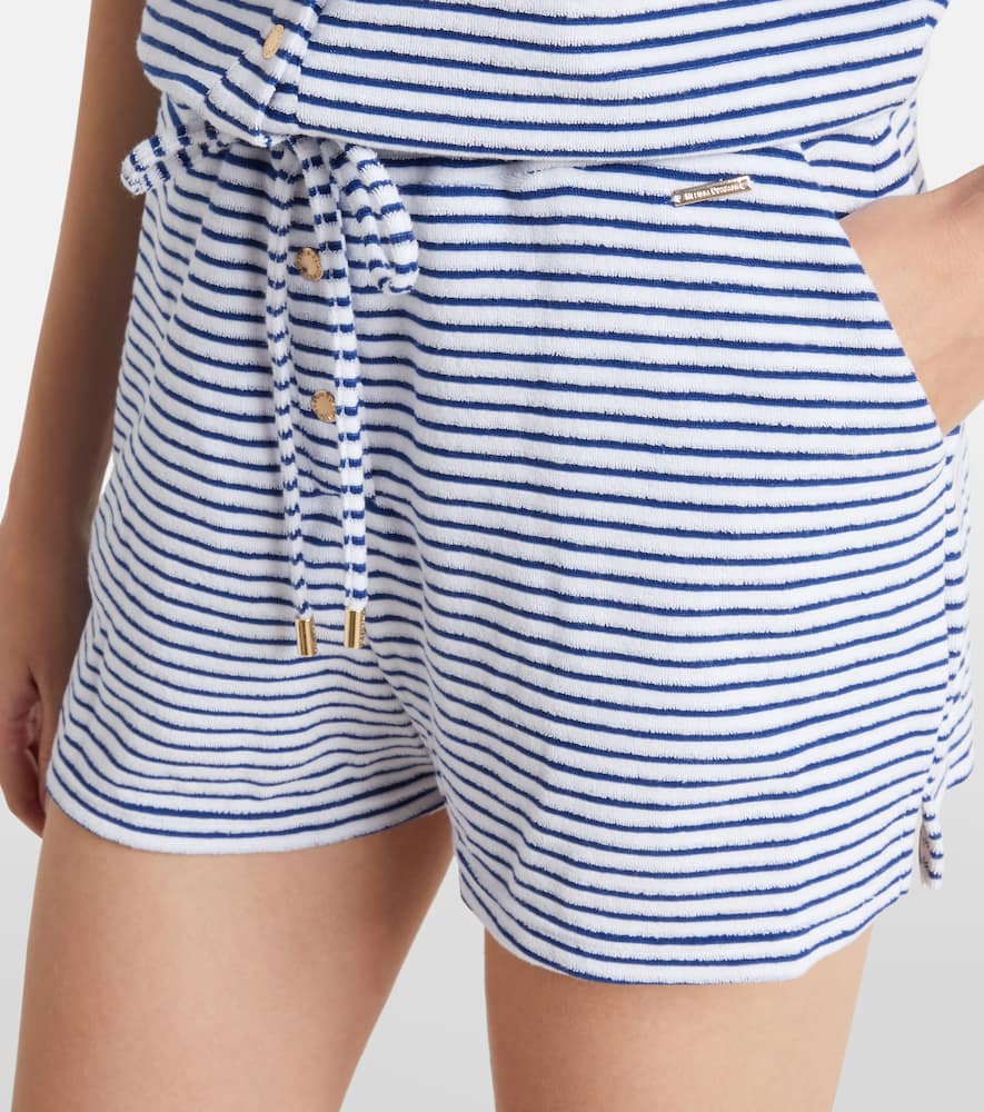 Cheryl striped cotton-blend romper