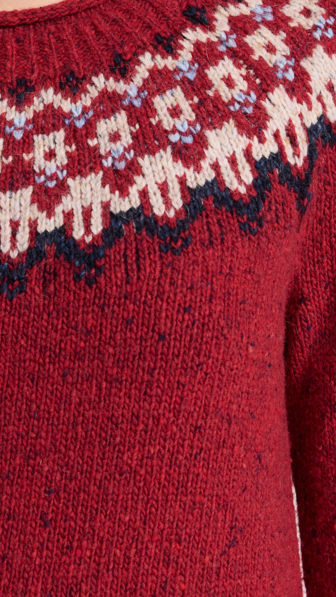 Meadow Fairisle Sweater In Merino Wool Red