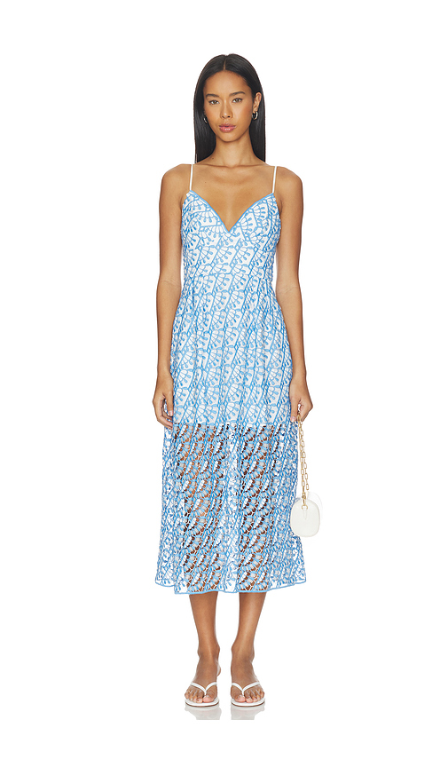 MILLY Hazel Embroidered Midi Dress in Blue. 0. Also , 12, 2, 4
