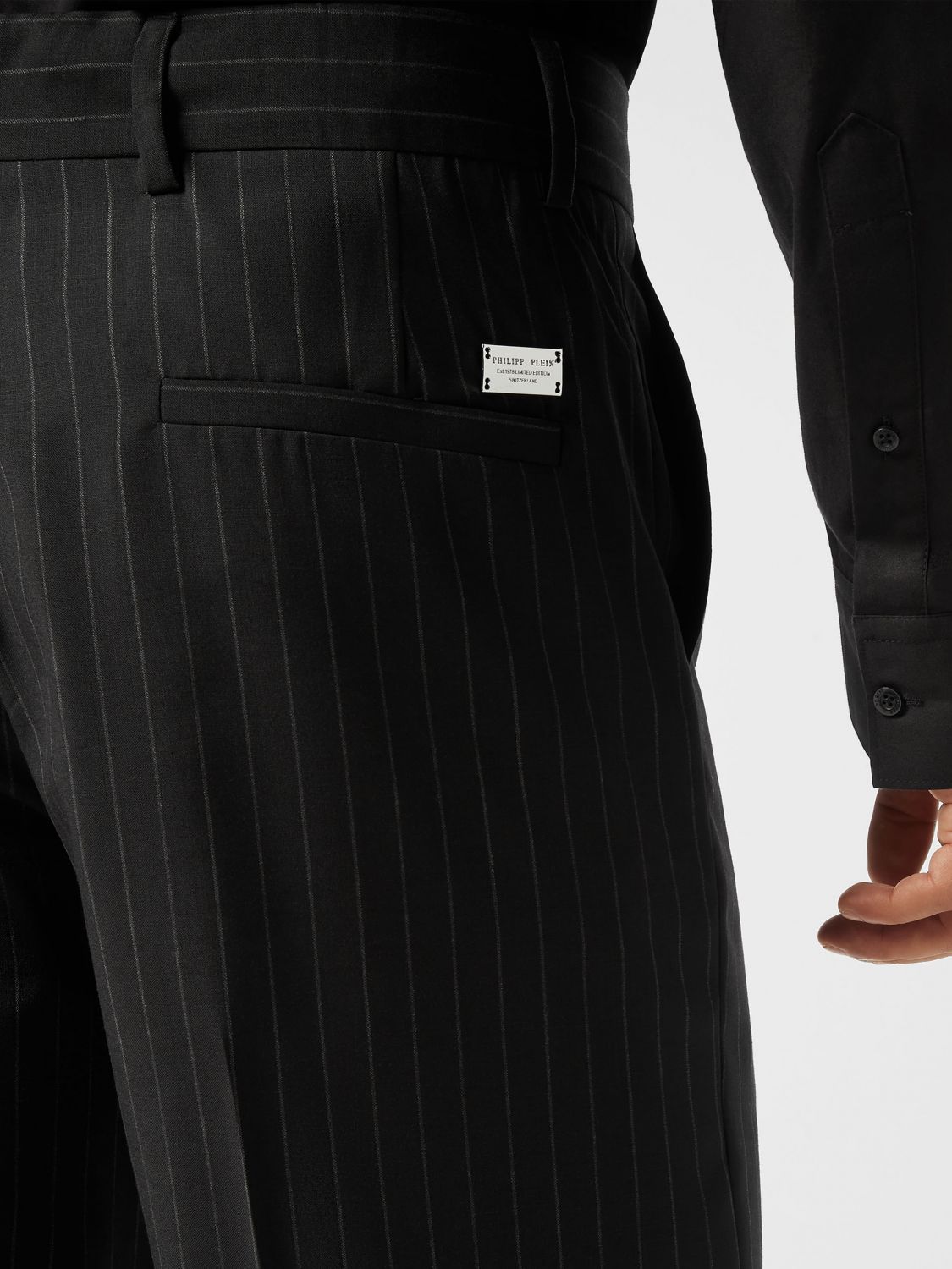Slim Fit Pinstripe Cotton Tailored Trousers