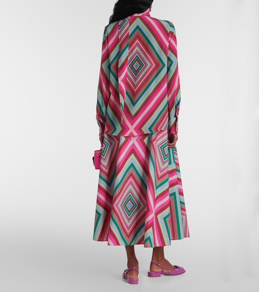 Tie-neck silk crêpe de chine shirt