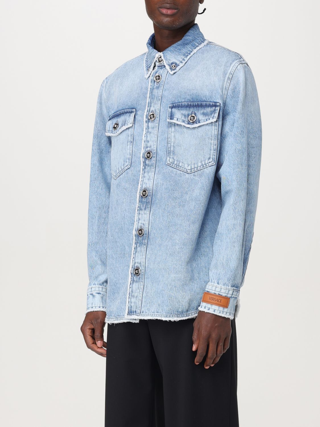 Frayed denim overshirt - Blue