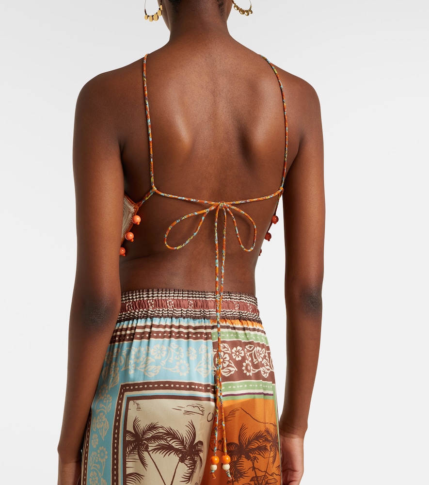 Alémais Marva beaded crochet open-back cotton top