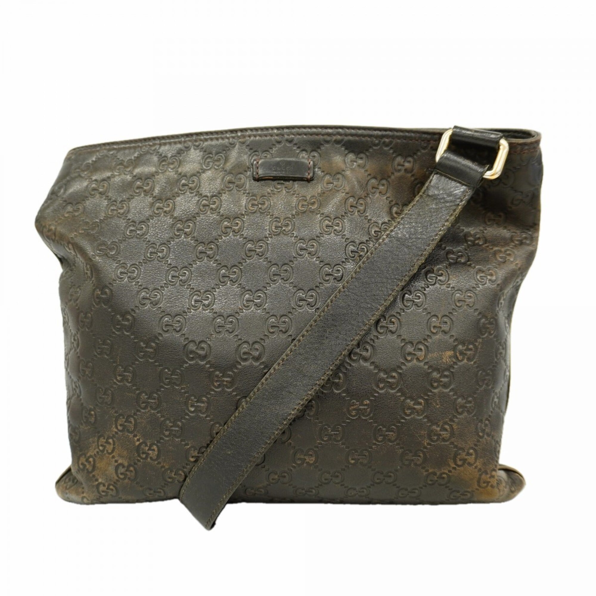 Gucci Dark Brown Leather Shoulder Bag Pre-Owned
