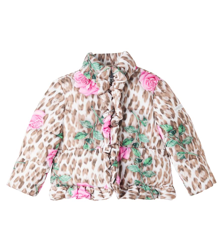Floral leopard-print puffer jacket