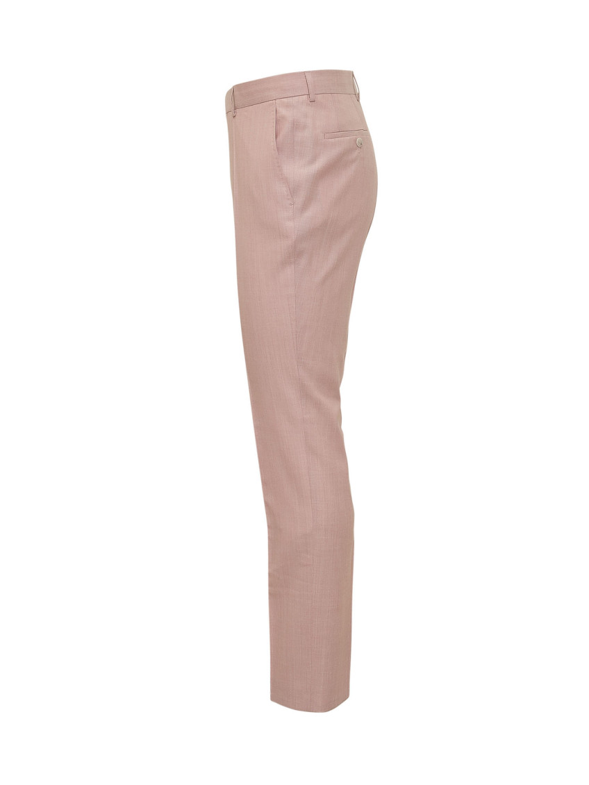 Pink Straight Flat Front Pants