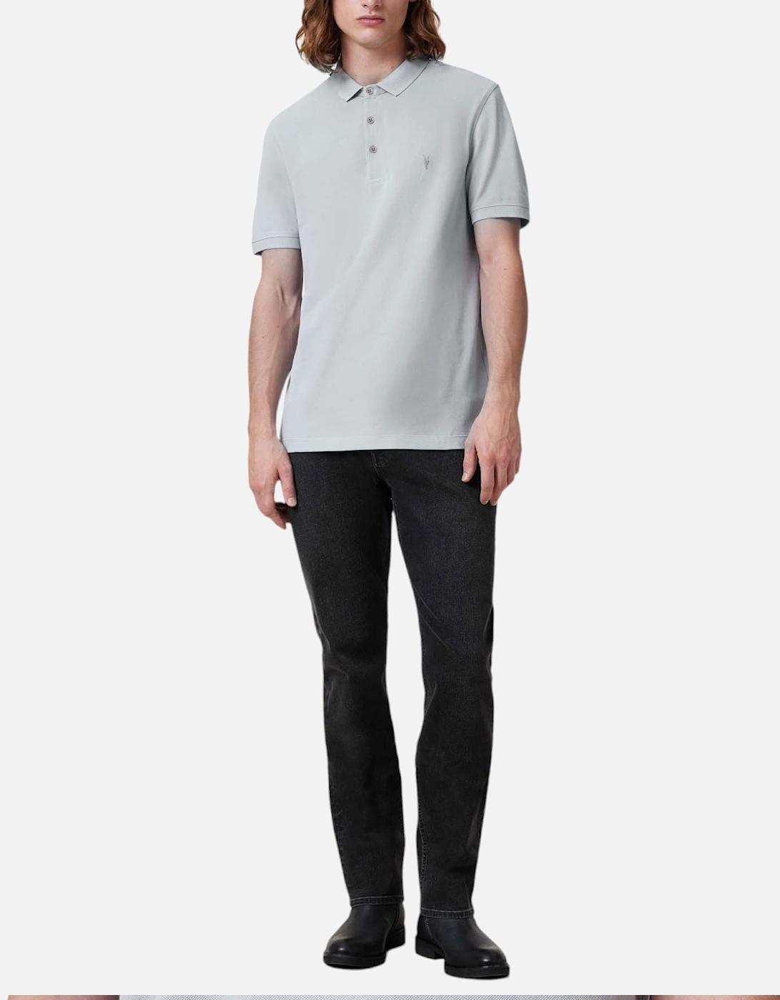 Allsaints Men's All Saints Reform Mens Polo Shirt Summer Cotton Top - Grey