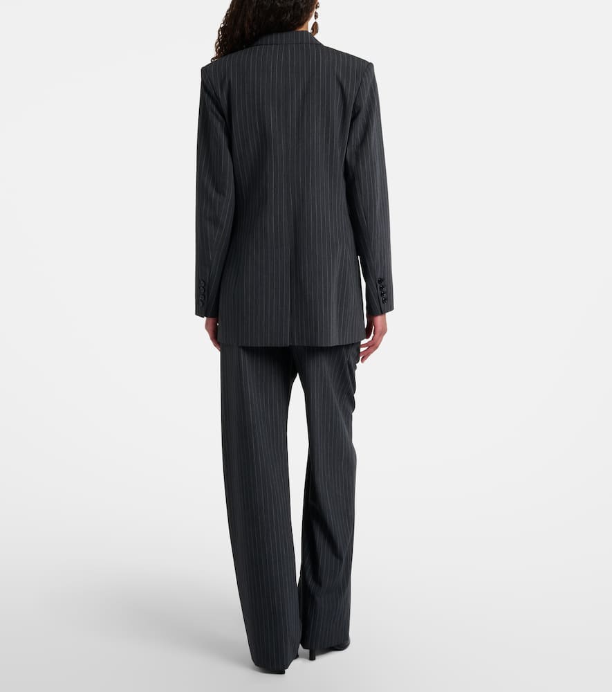 Pinstriped wool-blend straight pants