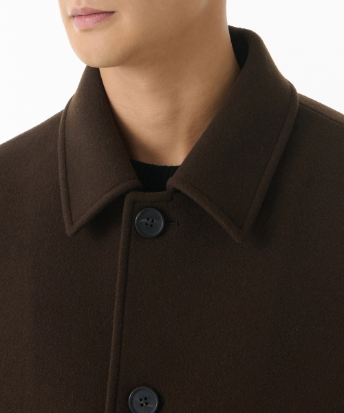 Wool Blend Oversized Short Balmacaan Coat