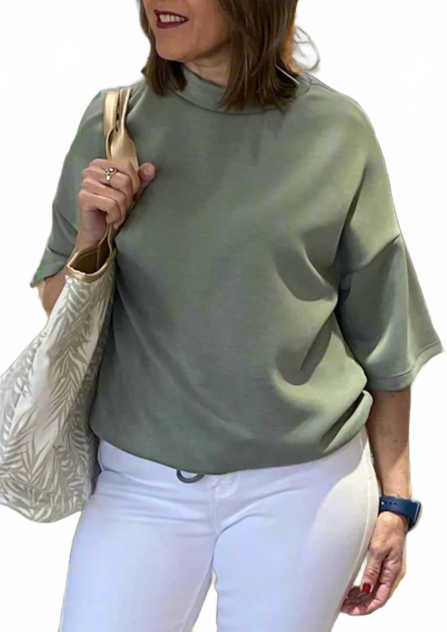 Drawstring Short Sleeve Top In Mint