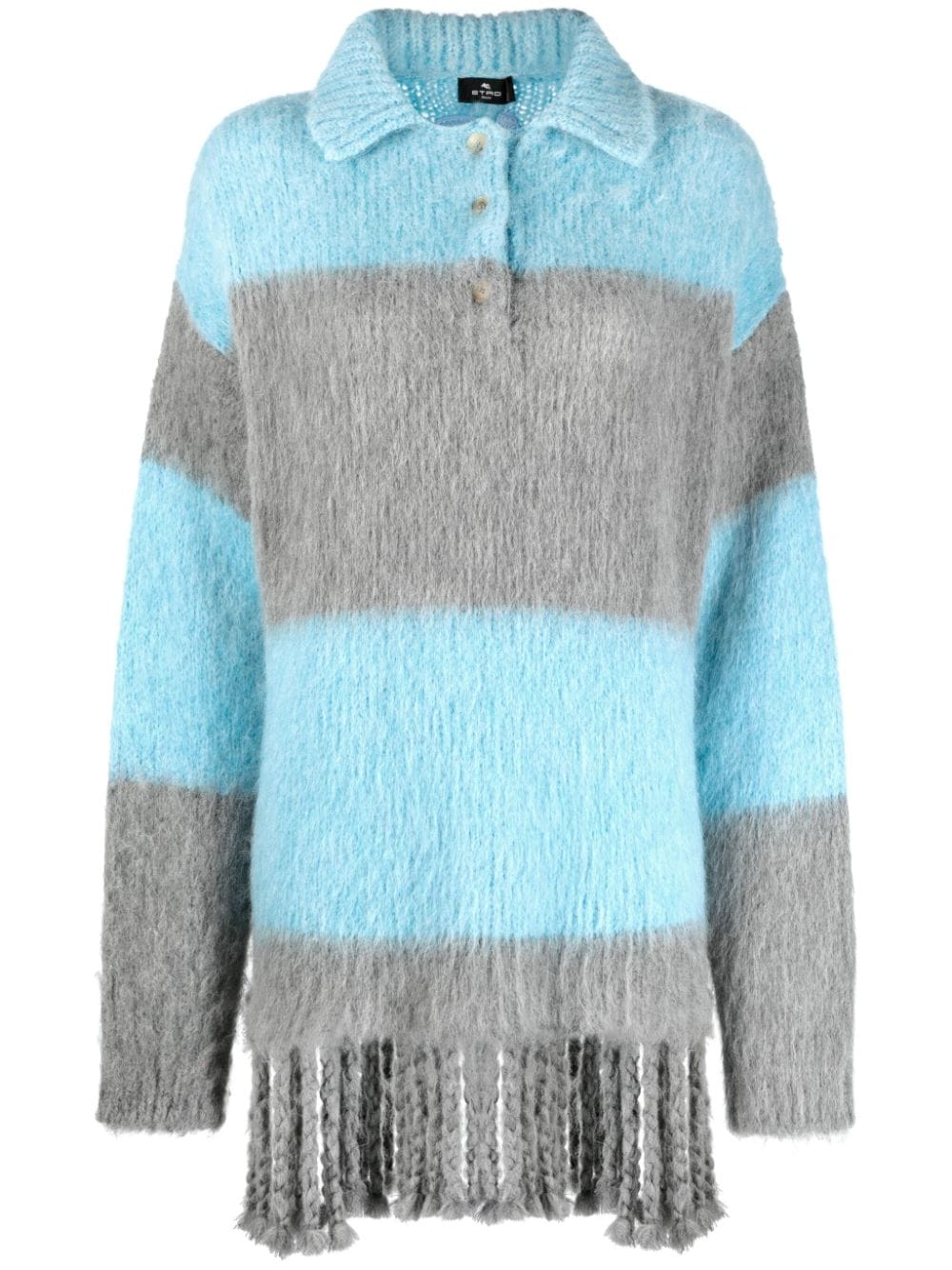 Brushed Effect Fringed Edge Sweater Mini Dress