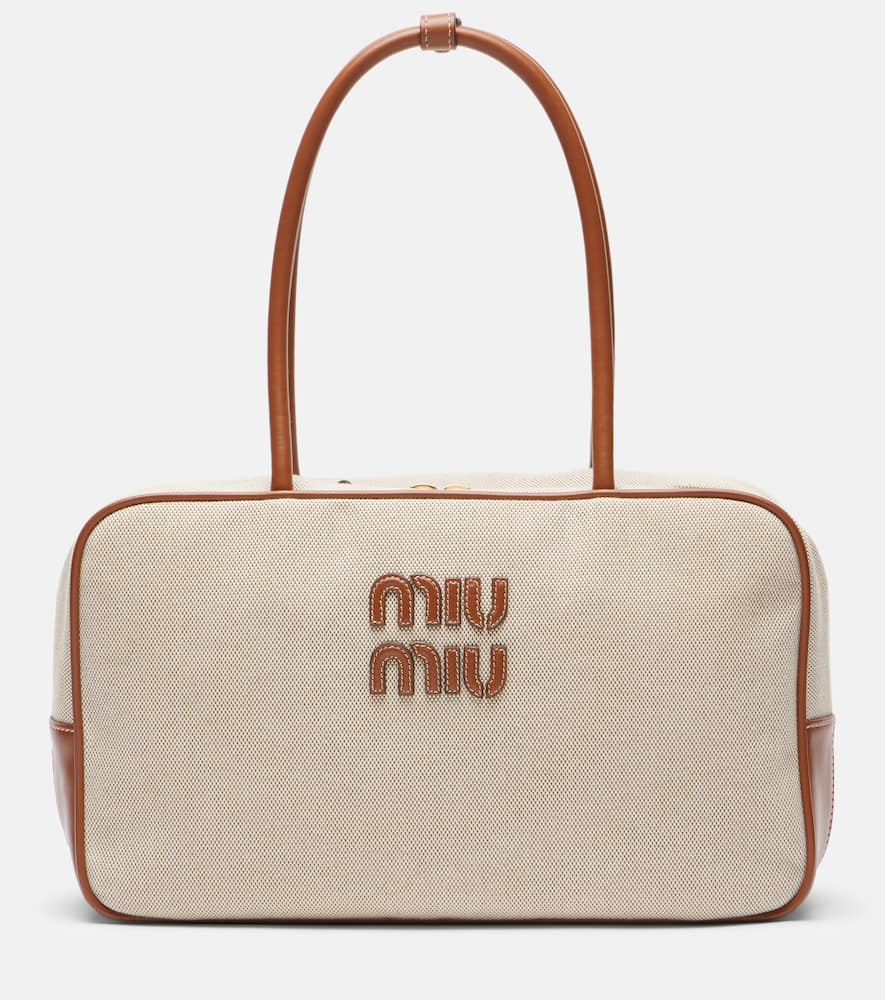 Beau leather-trimmed canvas tote bag