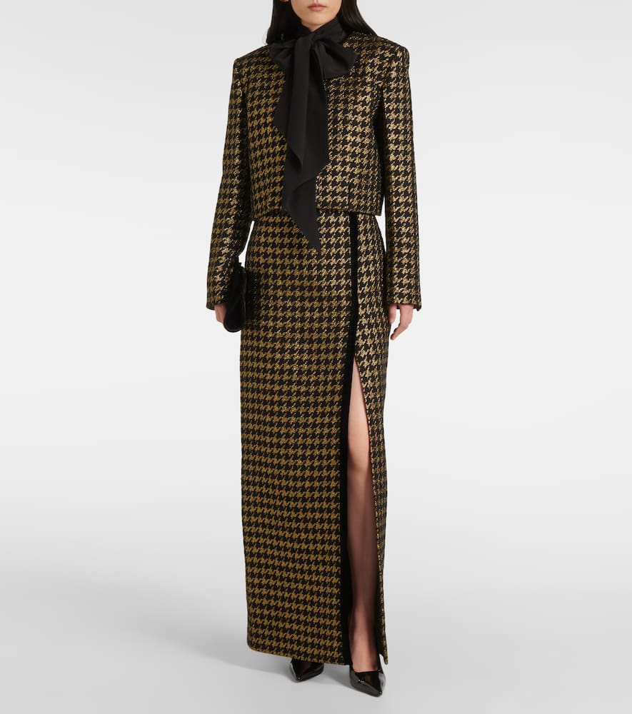 Houndstooth lamé tweed jacket