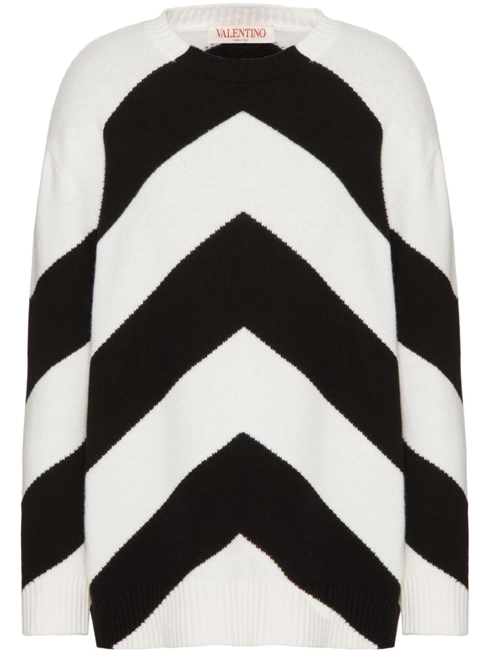 Chevron-pattern virgin wool jumper - White