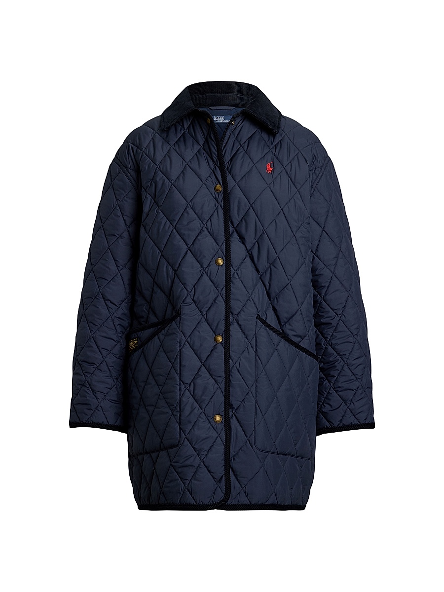Women's Oversized Quilted Barn Jacket - Navy