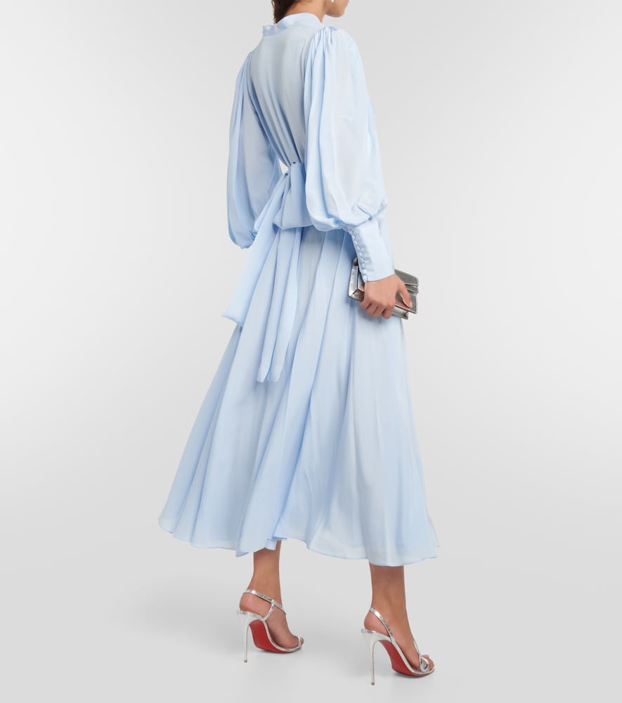 Draped silk midi dress