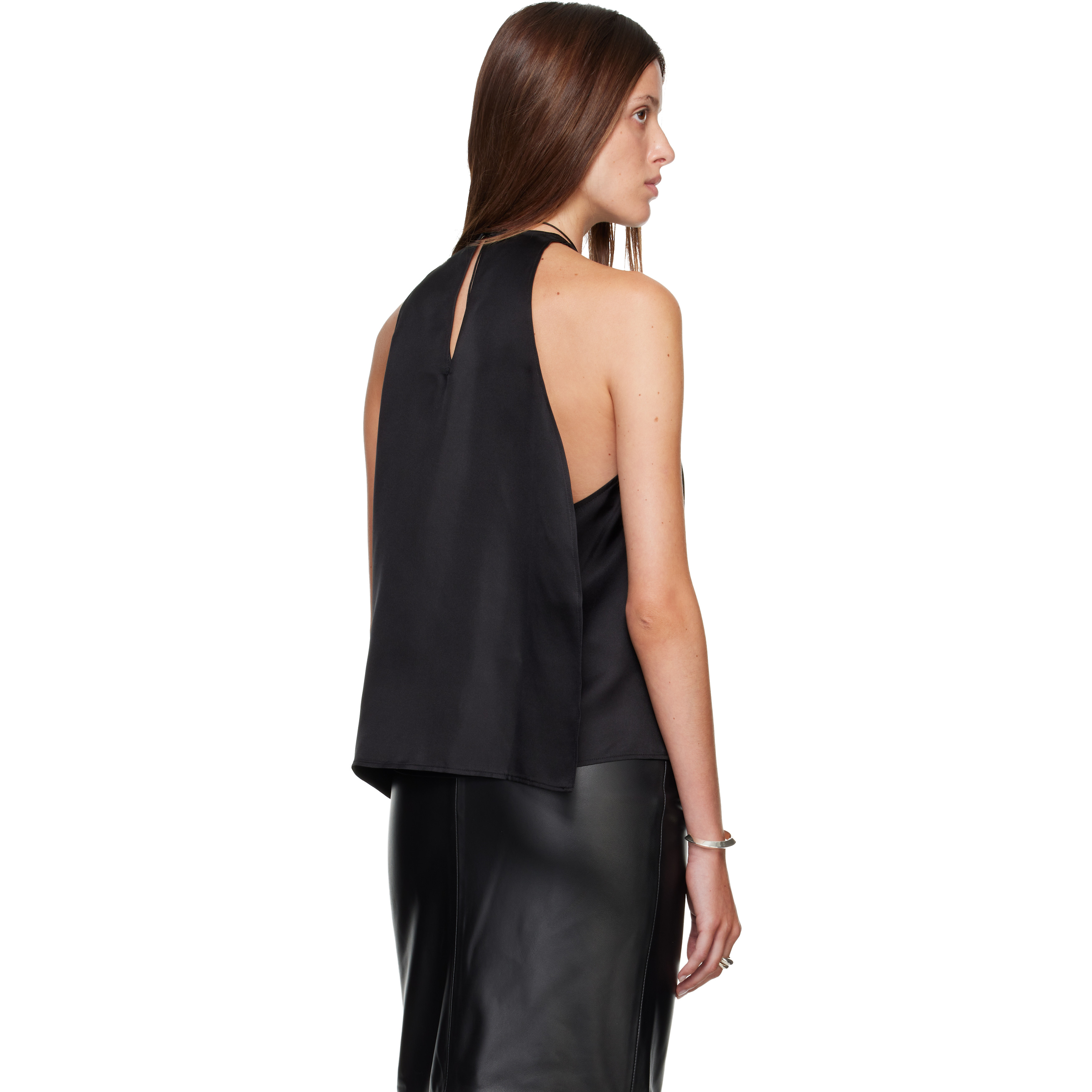 Black CAMI Silk Twill Cape Top