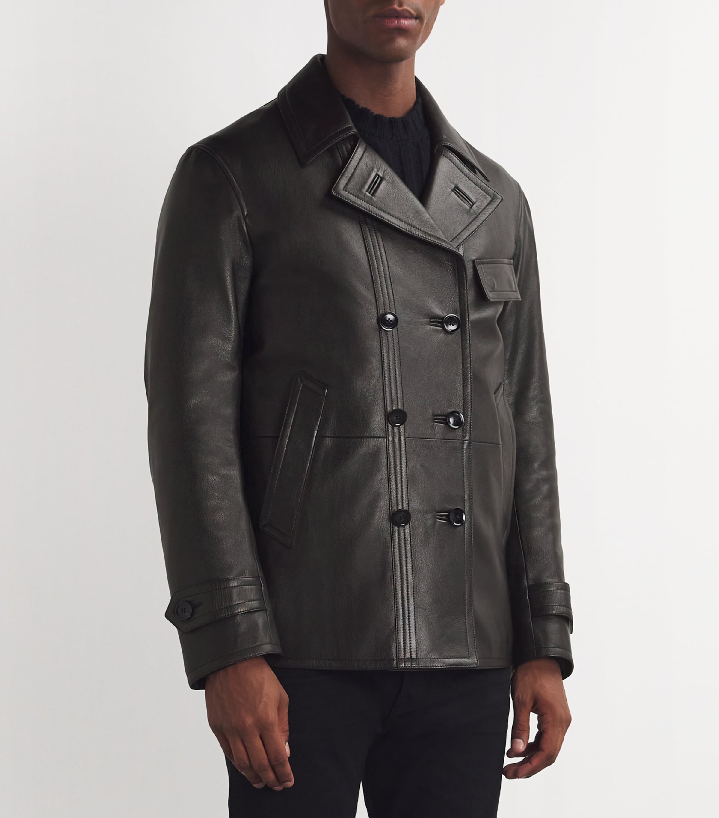 Leather Pea Coat