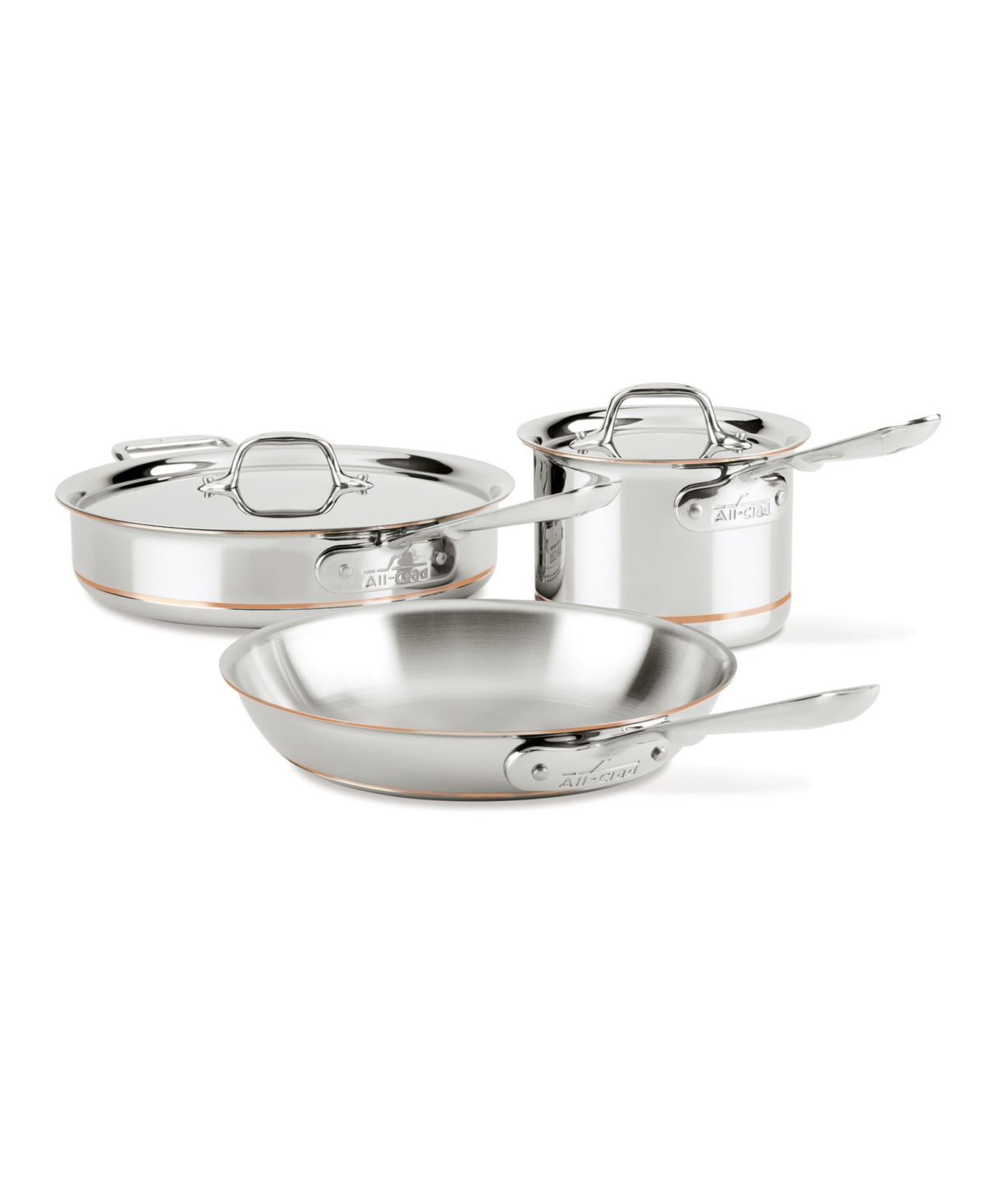 Copper Core 5-Ply Bonded 5 Piece Cookware Set - Silver